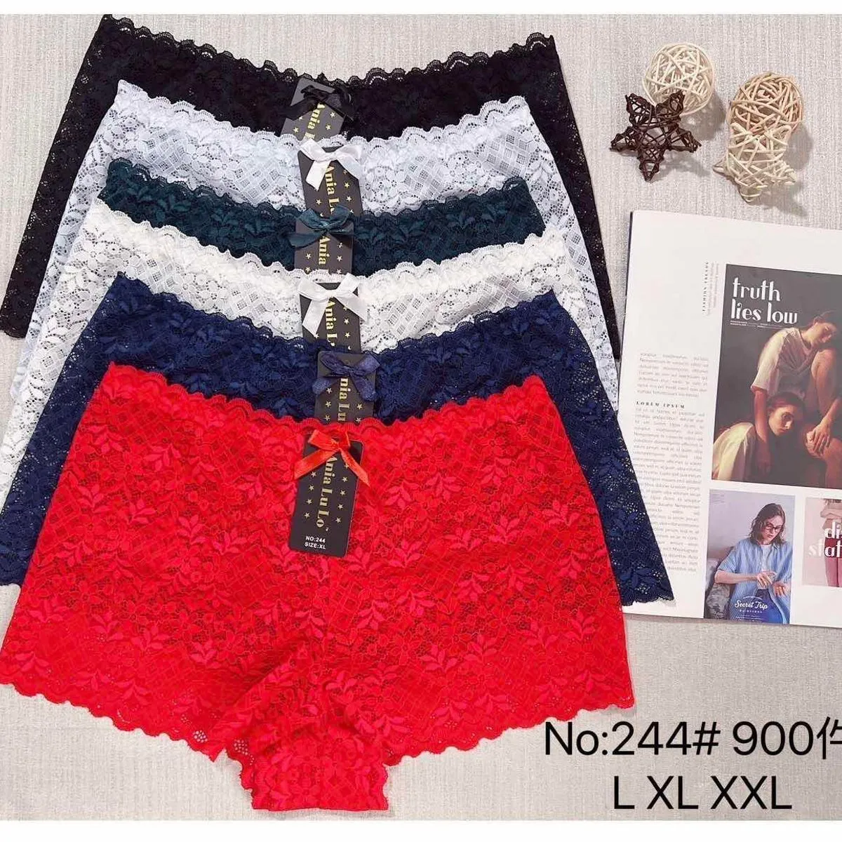 Majtki damskie koronkowe L XL XXL, 6 kolorów