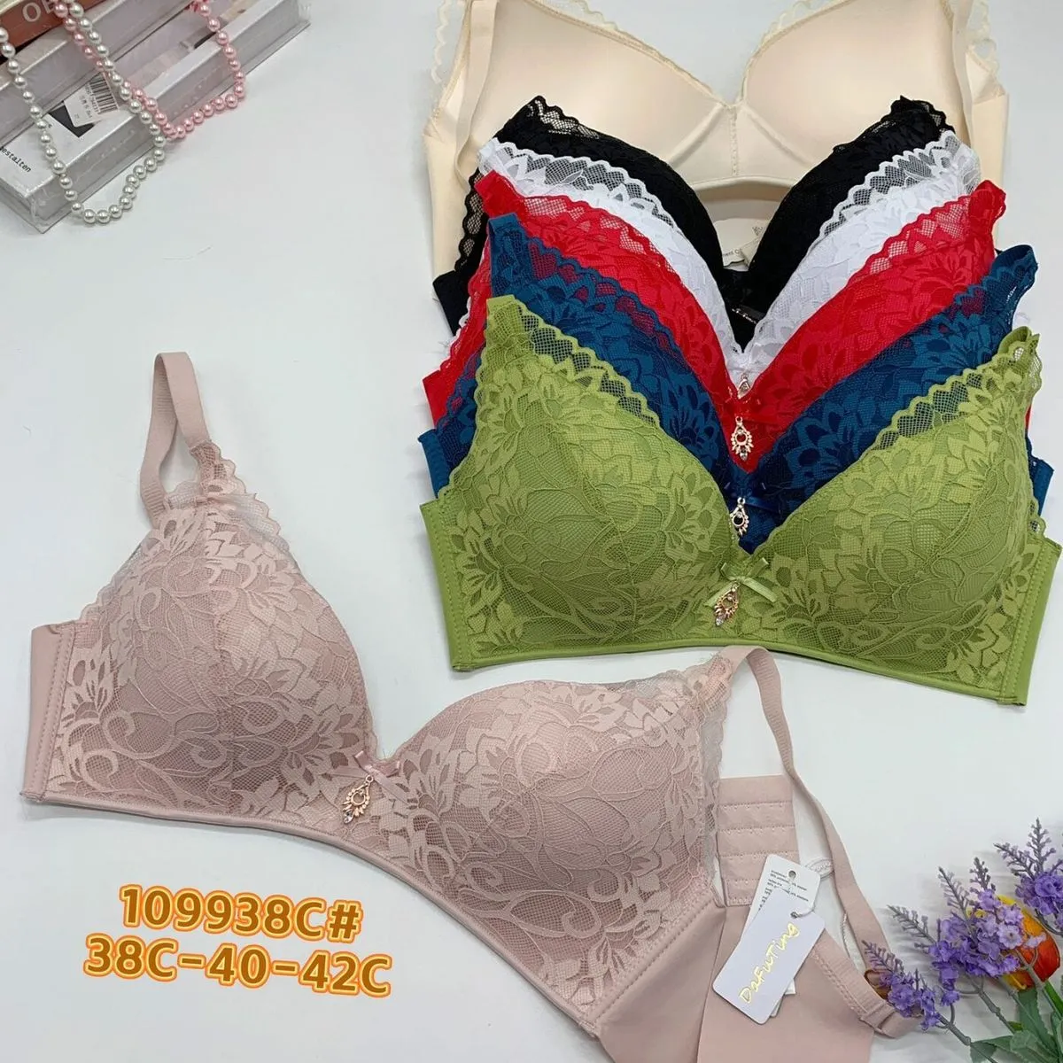 Biustonosz damski 38C-42C 109938C koronka wielokolorowy