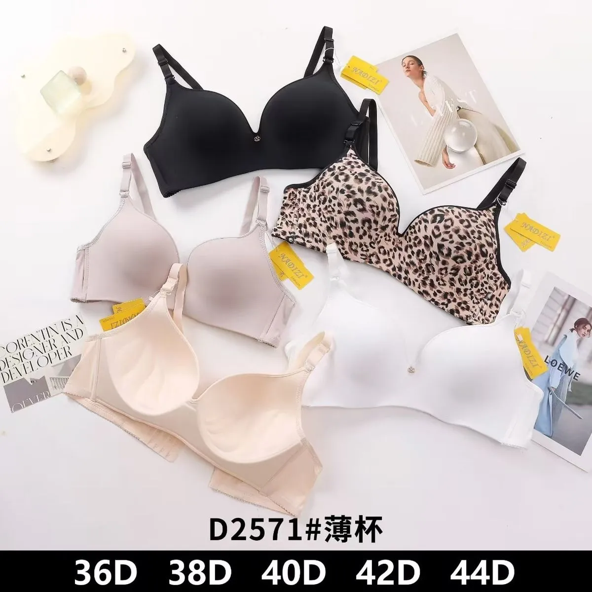 Biustonosz damski D2571 push-up 36D-44D czarny beżowy biały
