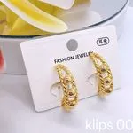 Kolczyki damskie klipsy złote beaded FASHION JEWELRY