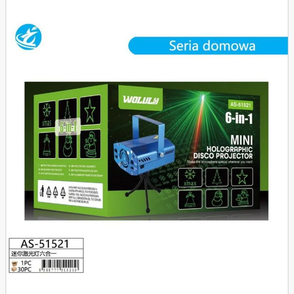 Lampka Projektor Laserowy Świąteczny 6in1 WOLULIA AS-1521