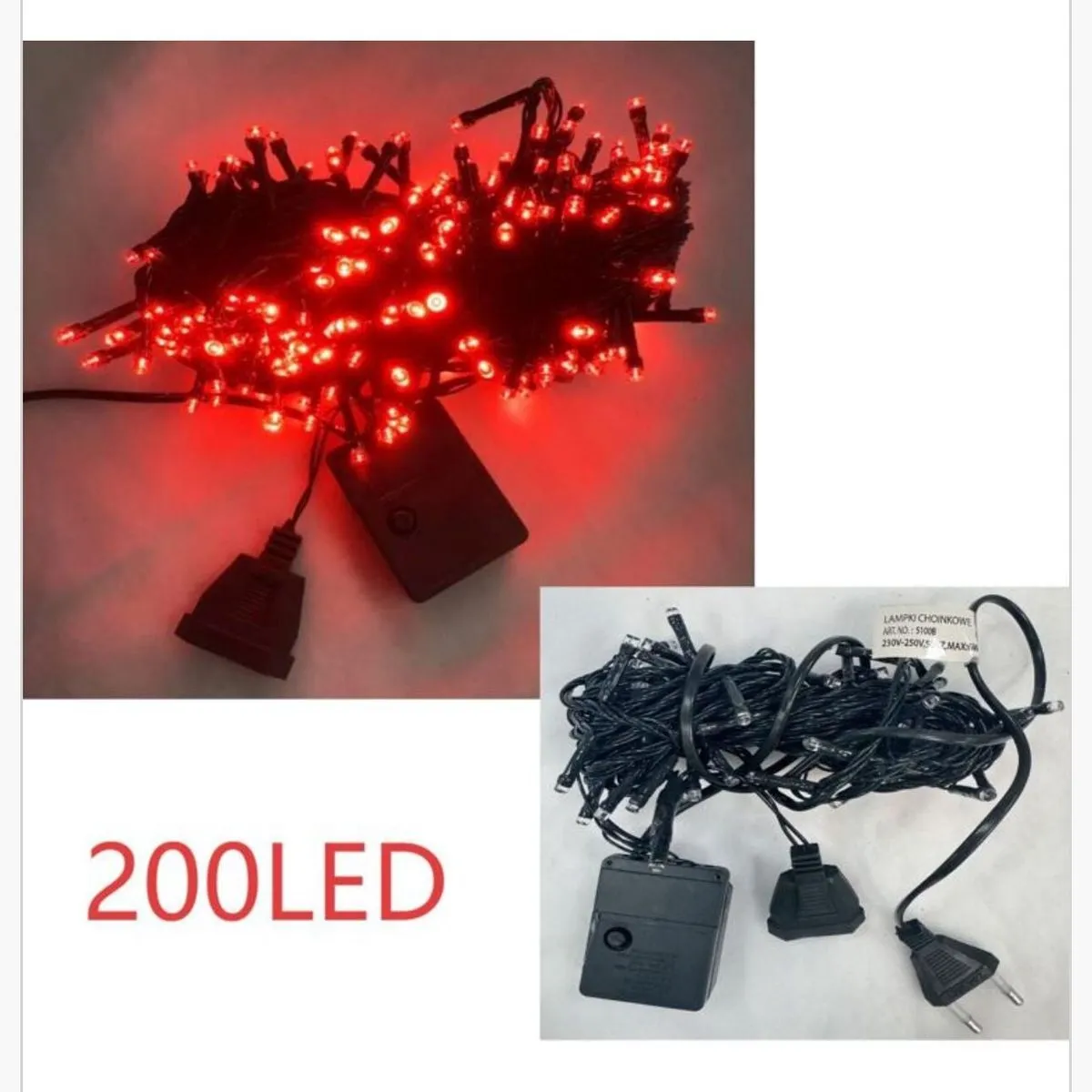 Lampka dekoracyjna świąteczna 200LED czerwona
