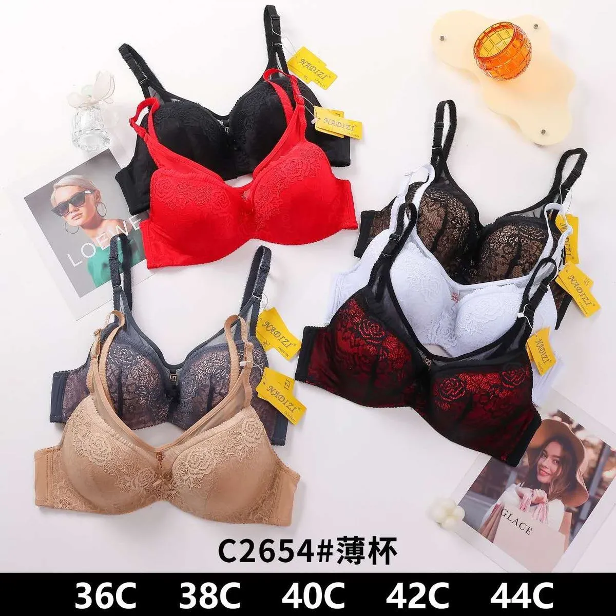 Biustonosz damski push-up C2654, rozmiary 36C-44C