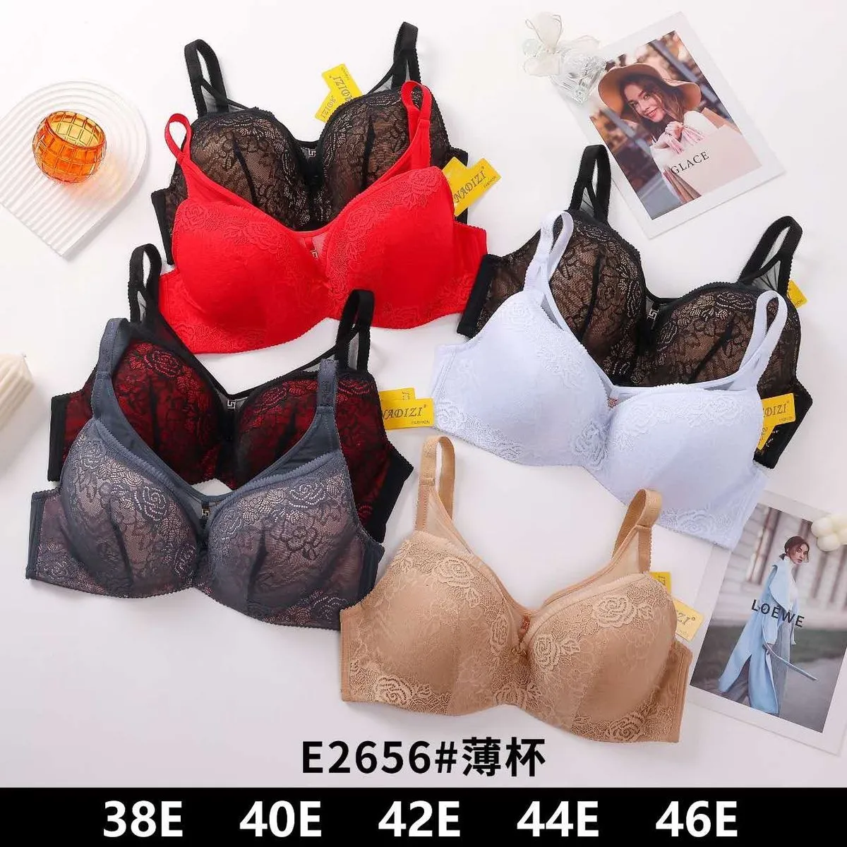 Biustonosz damski push-up koronkowy E2656 38E-46E