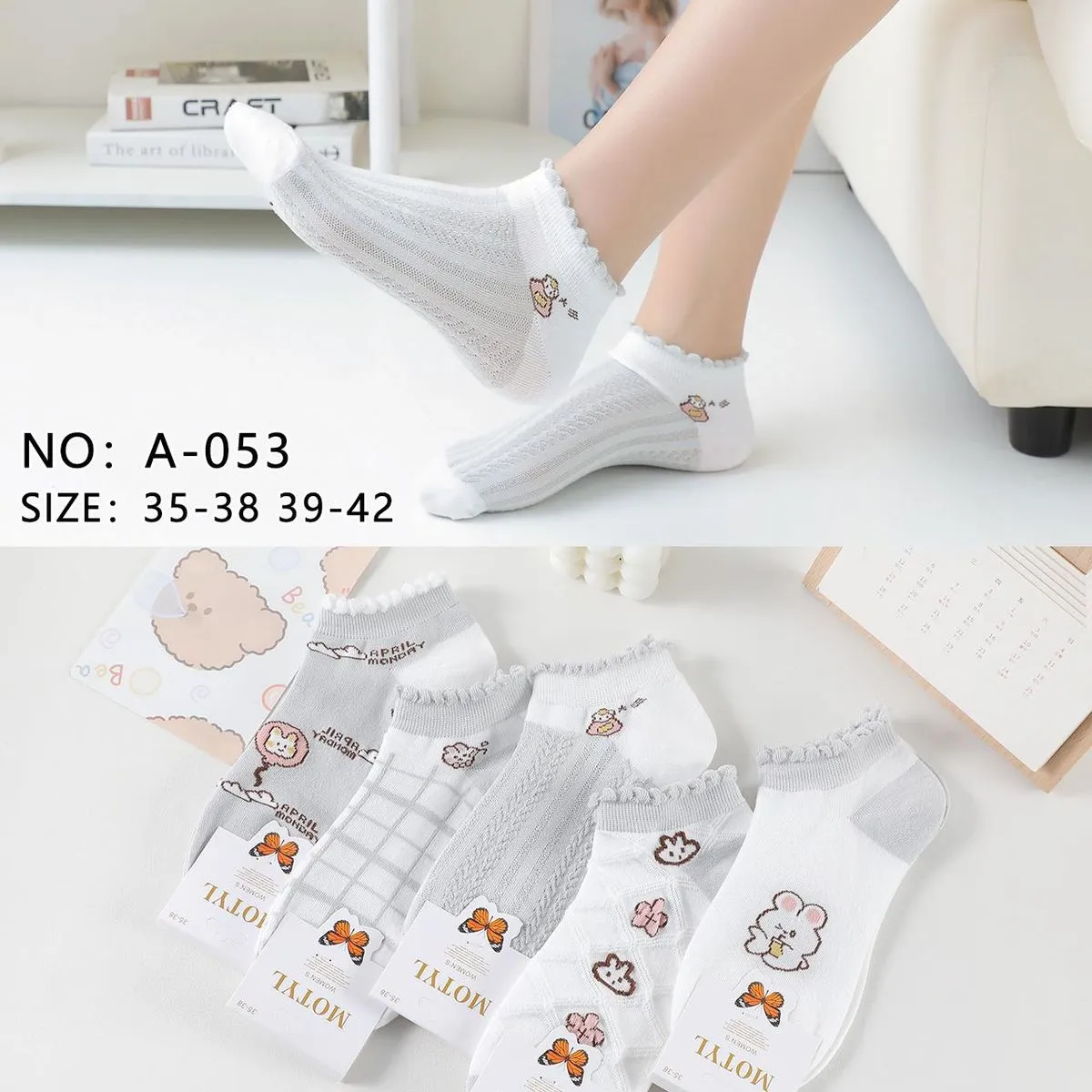 Skarpetki damskie MotylYL A-053 szary 35-38/39-42