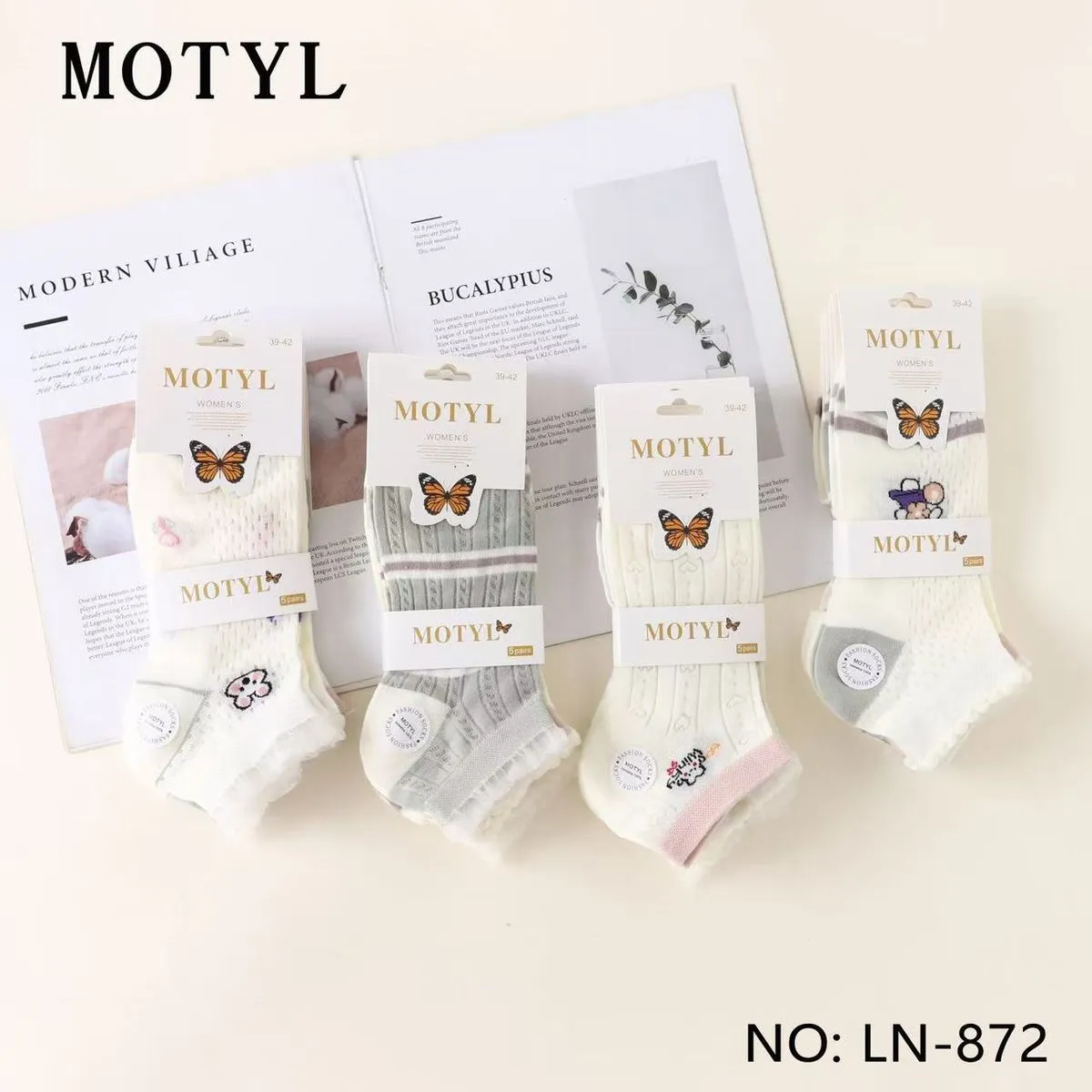 Skarpetki damskie Motyl z bawełny NO: LN-872