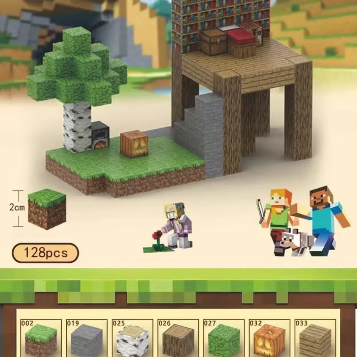 Zestaw klocków magnetycznych Minecraft My World 128 elementów