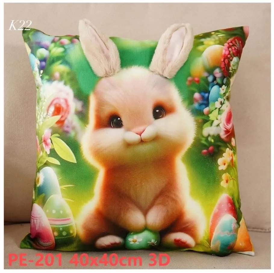 Poszewka Wielkanocna Welurowa 3D z Króliczkiem 40x40cm