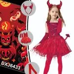 Strój Red Devil dla dziewczynki rozmiary S-L