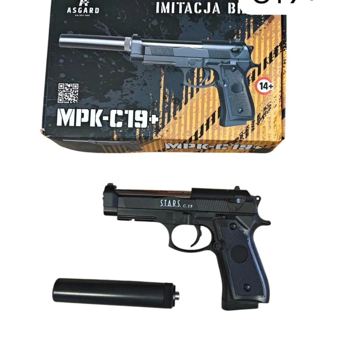 Pistolet metalowy Asgard MPK-C19+ Imitac Air z tłumikiem