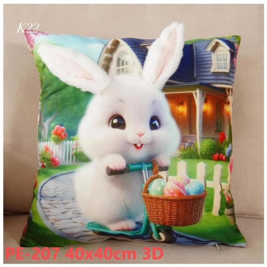 Poszewka Wielkanocna Welurowa 3D z Króliczkiem 40x40cm