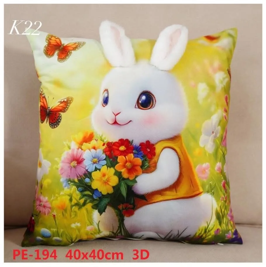 Poszewka Wielkanocna Welurowa 3D z Królikiem 40x40cm