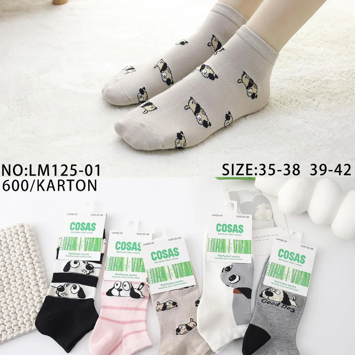 Skarpetki damskie COSASAS z bambusa wzór panda NO:LJ125-01