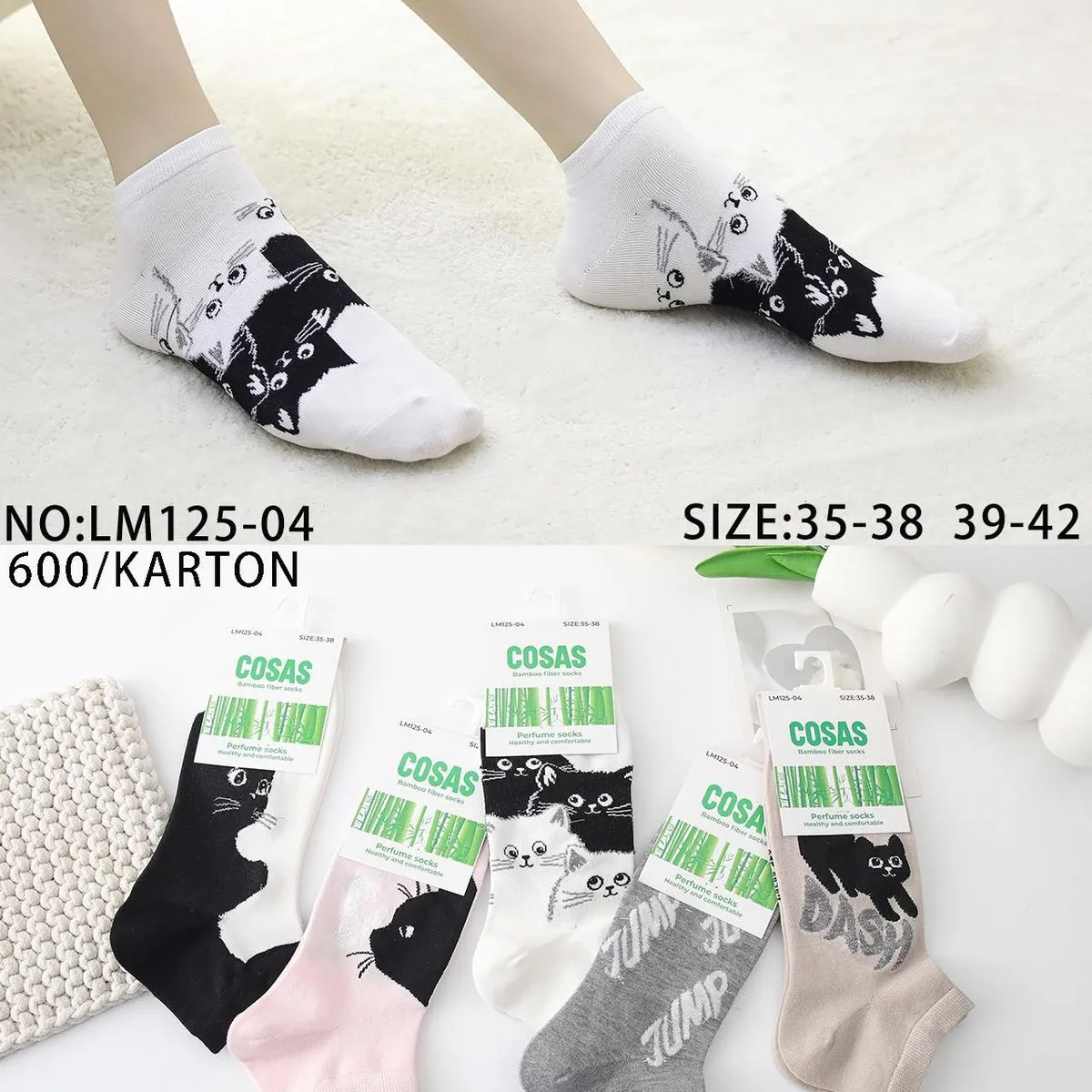 Skarpetki damskie COSASAS z bambusa kotki 35-38/39-42