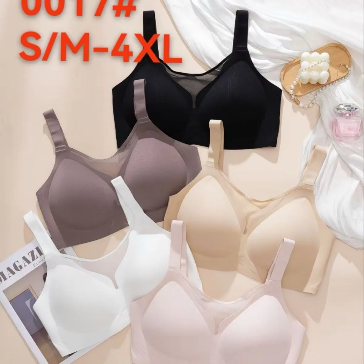Biustonosz damski bezszwowy S/M-4XL, 5 kolorów