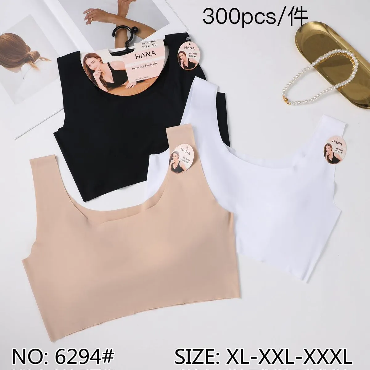 Biustonosz damski HANA beżowy/czarny/biały XL-XXL-XXXL