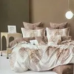 Komplet Pościel 3D 3CZ 200/220 Liście Beżowo-Białe
