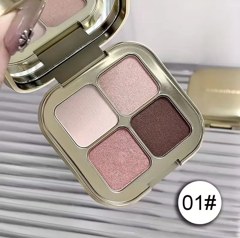 Zestaw 4 cieni do powiek paleta różowo-brązowa nr 01