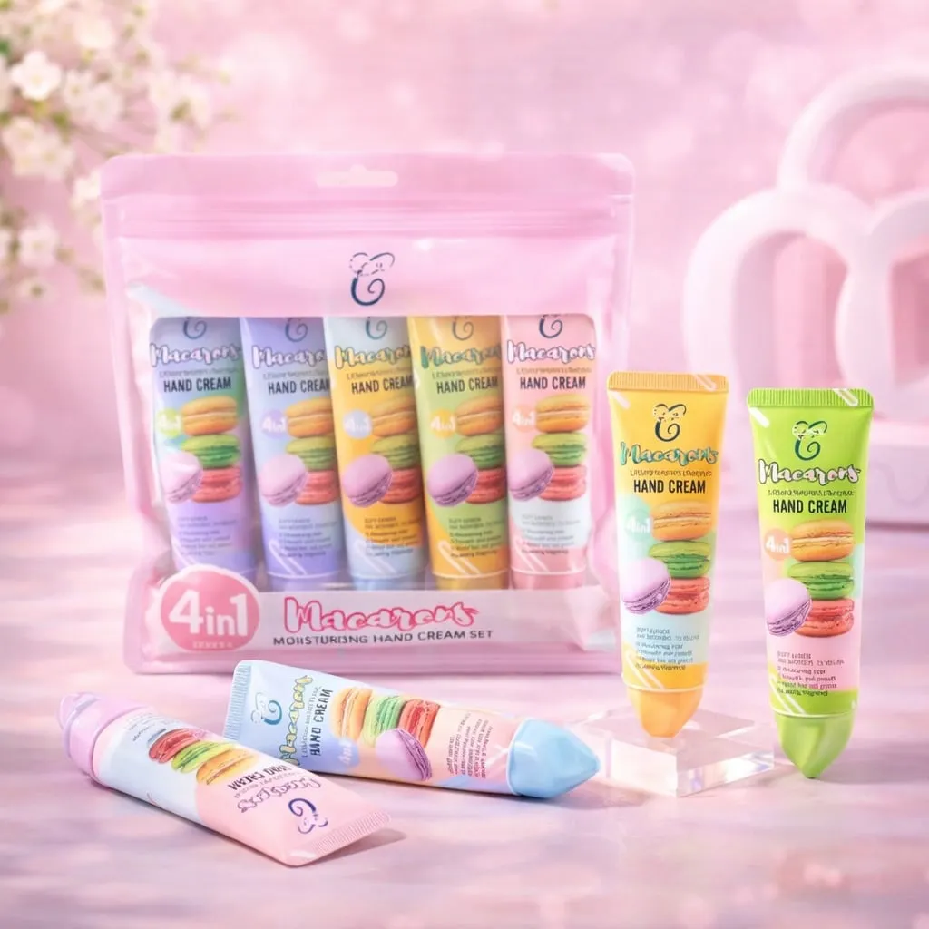 Zestaw 4w1 Nawilżający Krem do Rąk Macaron