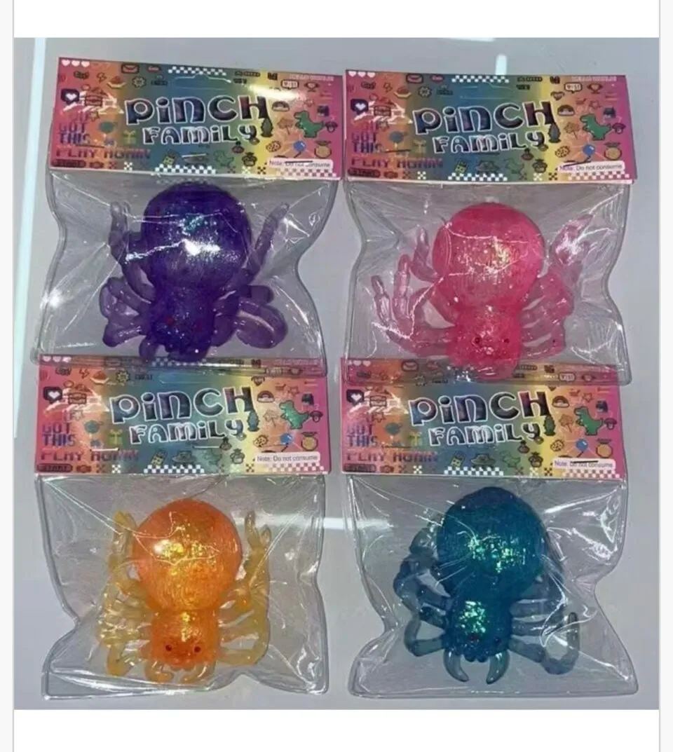Zabawka Squeeze Toys Pająk z Brokatem Pinch Family 12szt