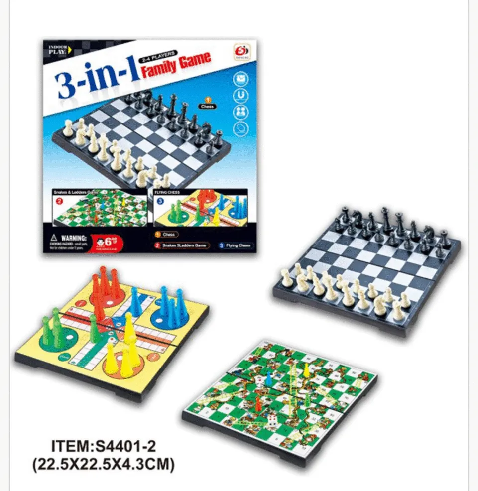 Zabawka 3w1 Family Game Magnetyczna 22.5x22.5cm Szachy Chińczyk