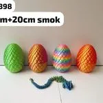 Jajko Smok 3D 8cm z ruchomym smokiem 20cm - 12 szt.