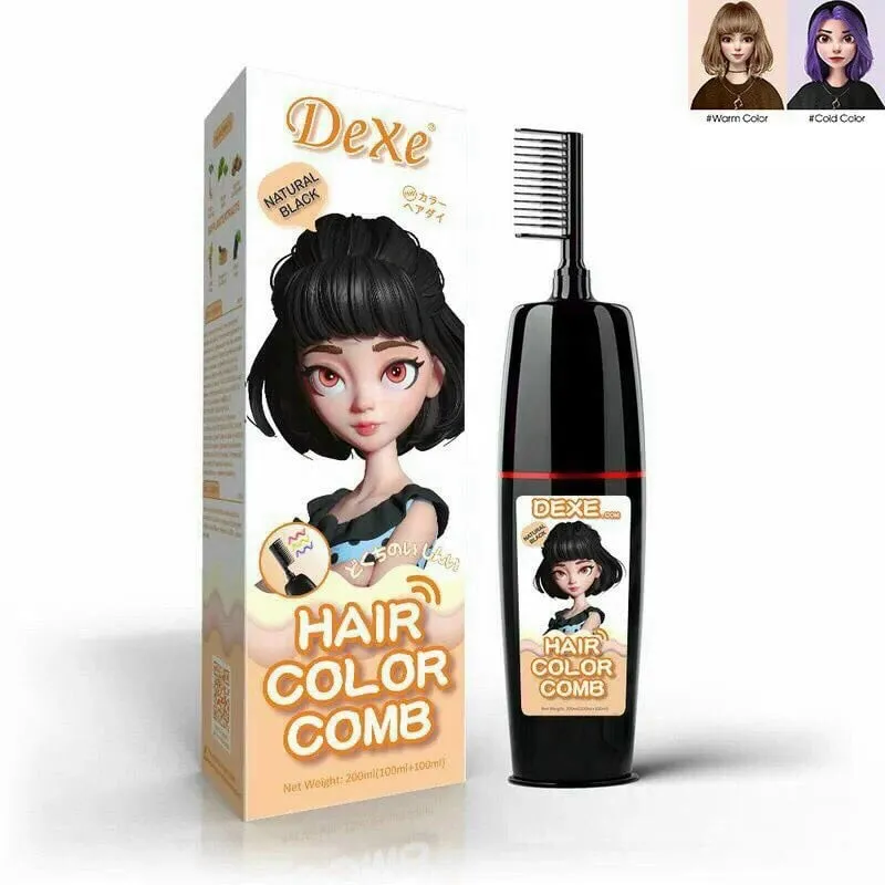 Grzebień do farbowania włosów Dexe Natural Black 200ml z aplikatorem