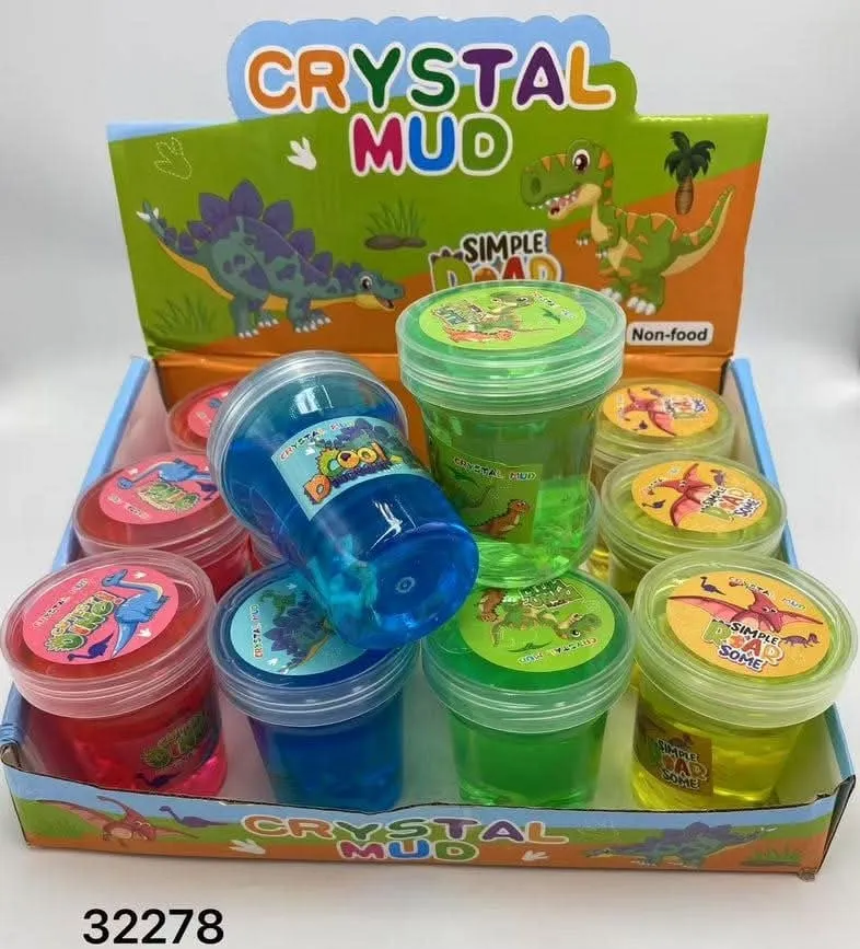 Zabawki Slime Crystal Mud Dinozaury - Masa Plastyczna 12 szt.
