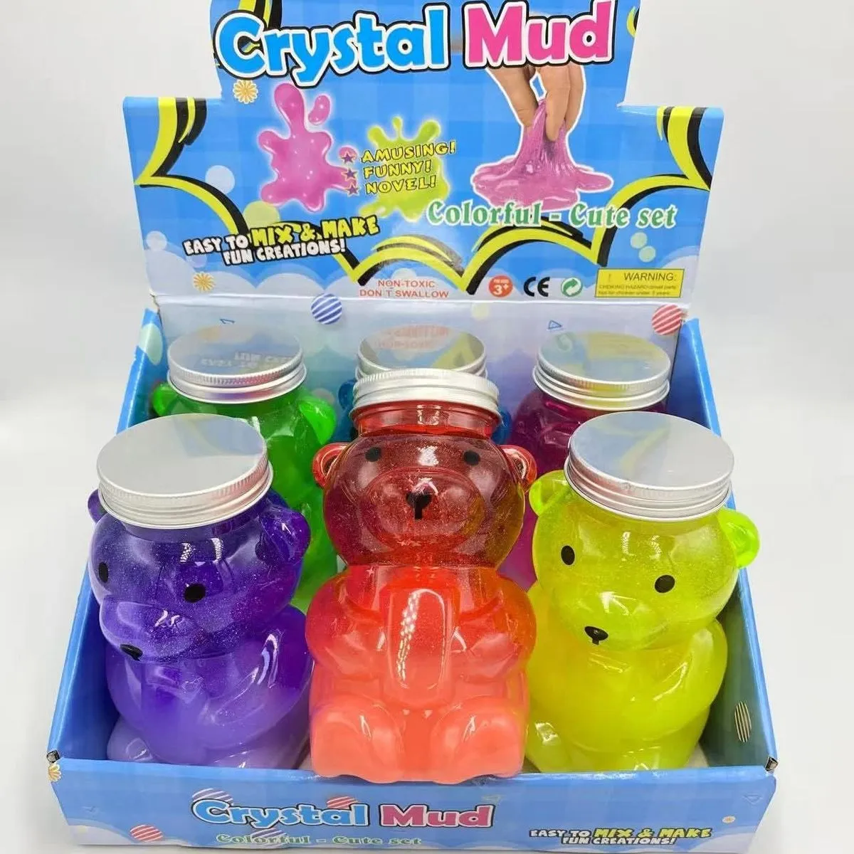 Zabawki Slime Crystal Mud w słoiku Miś 12 szt.