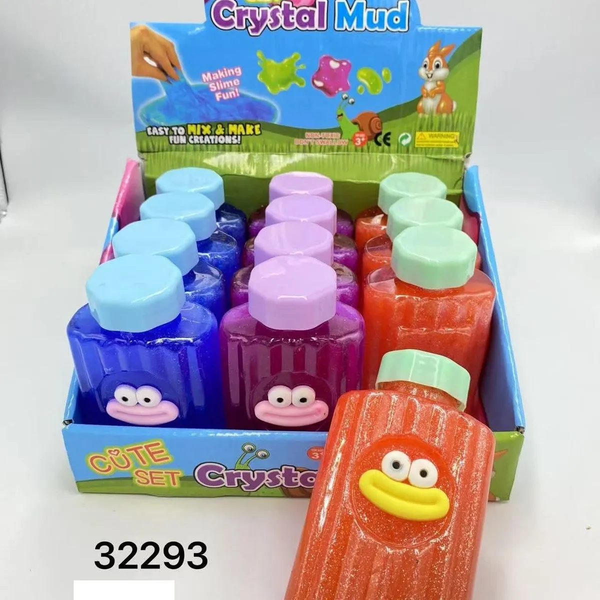 Zabawki Slime Crystal Mud w butelkach z buźką 12 szt.