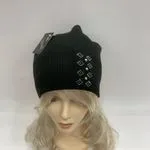 Czapka damska beanie czarna z ozdobami