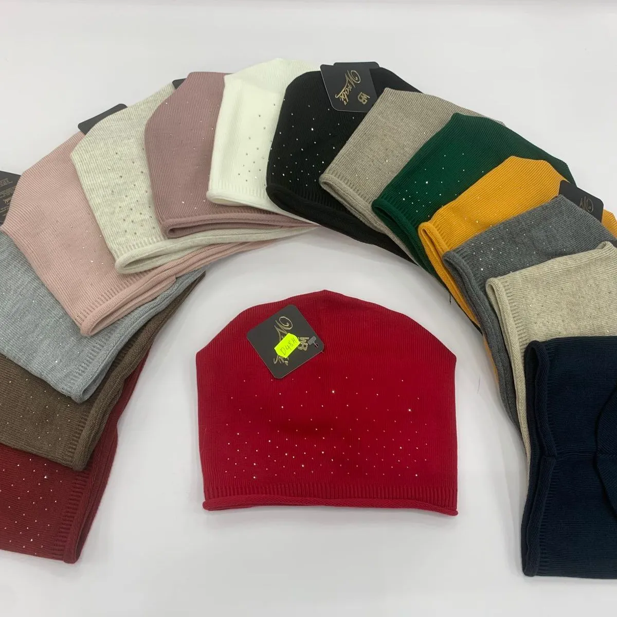 Czapki damskie z cekinami, 12 kolorów, op. 12 szt