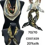 Szaliki damskie jedwabne wzorzyste 70/70 20% silk