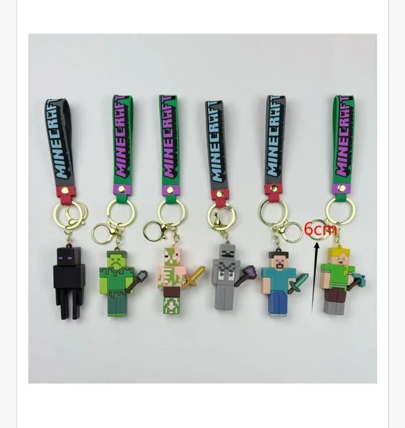 Breloki Minecraft Figurki 6cm Creeper Steve Alex 6szt