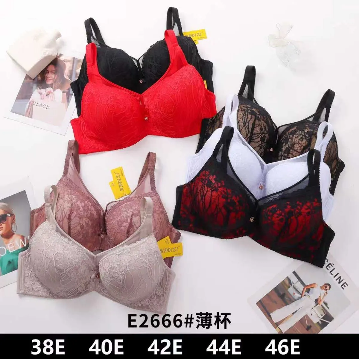 Biustonosz damski push-up E2666, rozmiary 38E-46E