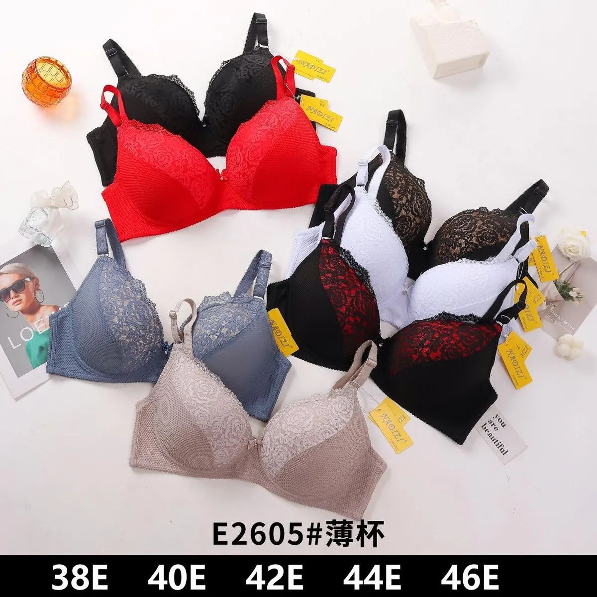 Biustonosz damski push-up E2605, rozmiary 38E-46E