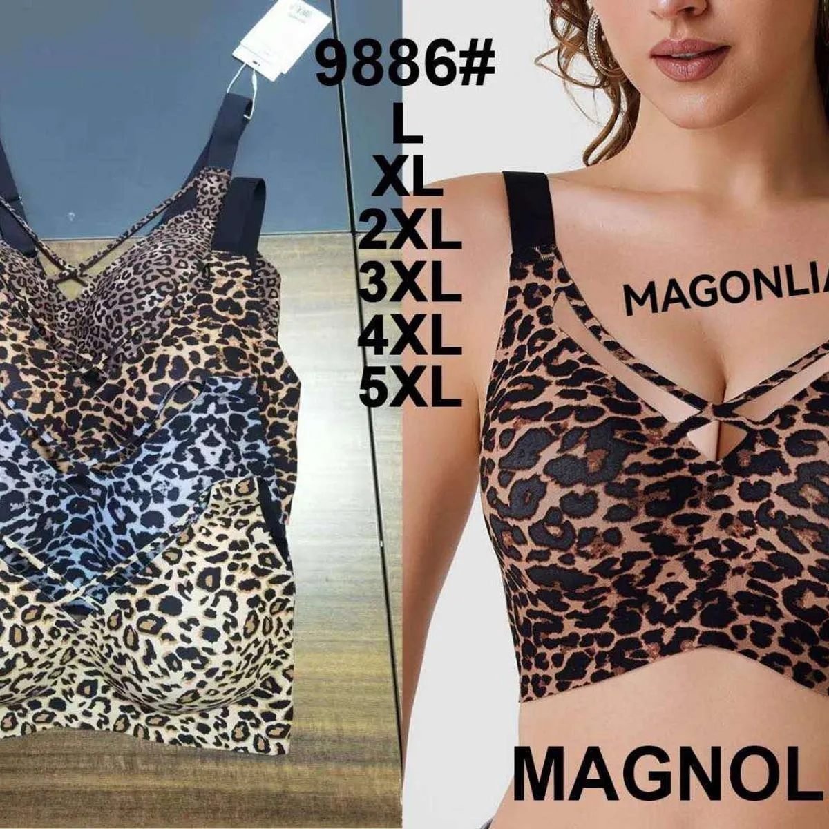 Biustonosz damski Magnolilia L-5XL wzór leopard