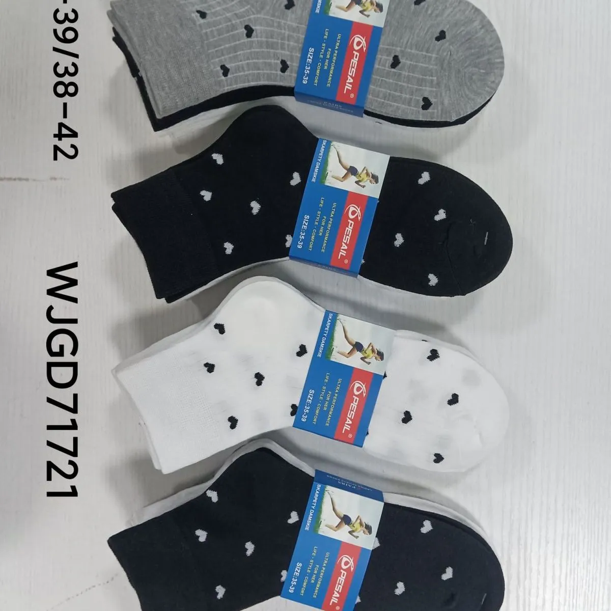 Skarpetki damskie stopki 3 pary szary/czarny/biały