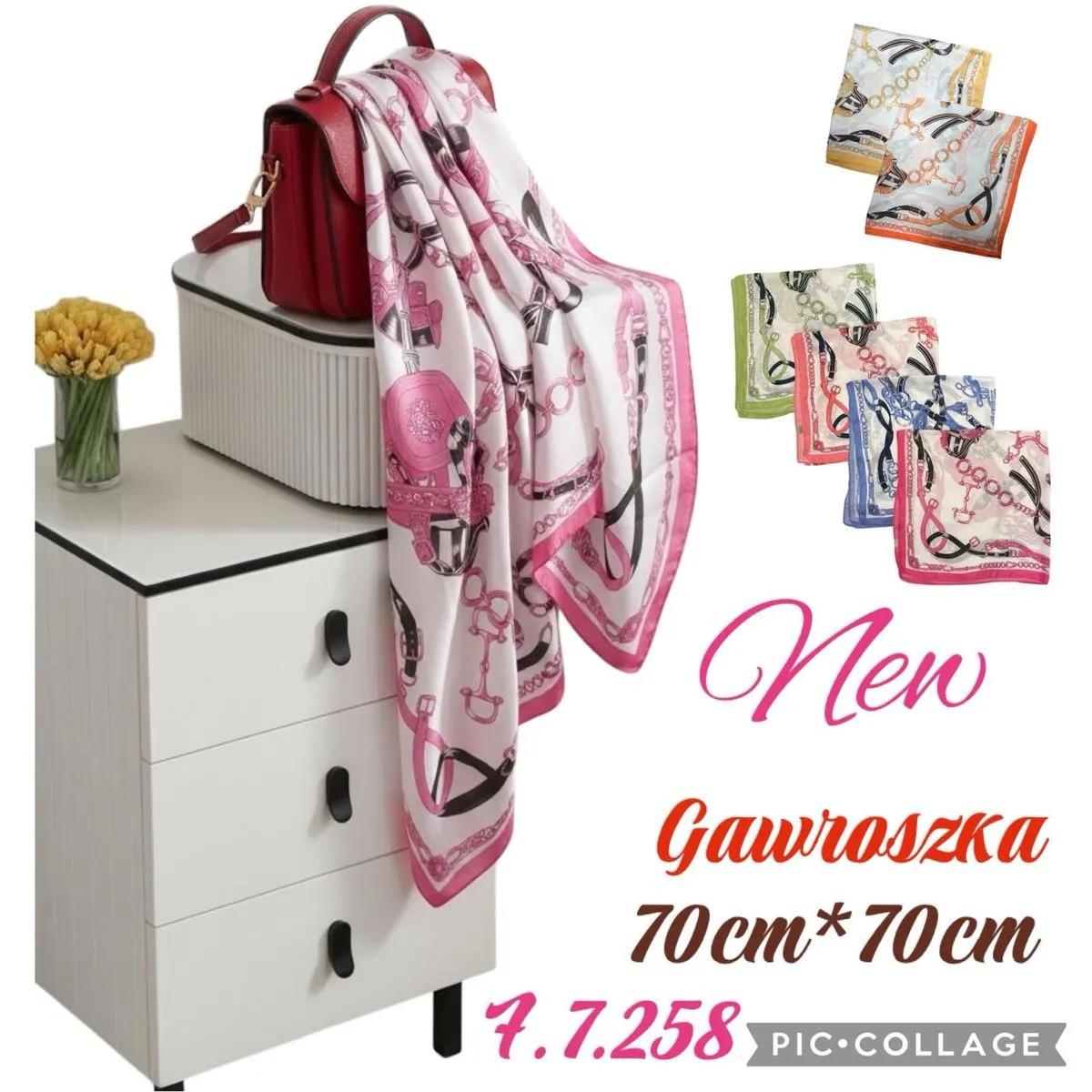 Chusta Damska Gawroszka 70cm x 70cm Kwadratowa