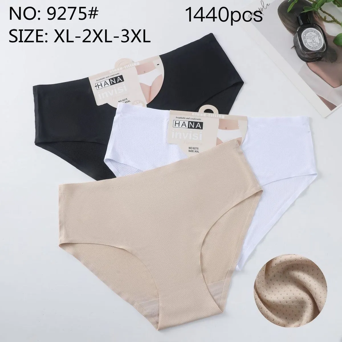 Majtki damskie HANA beżowe/czarne/białe XL-2XL-3XL