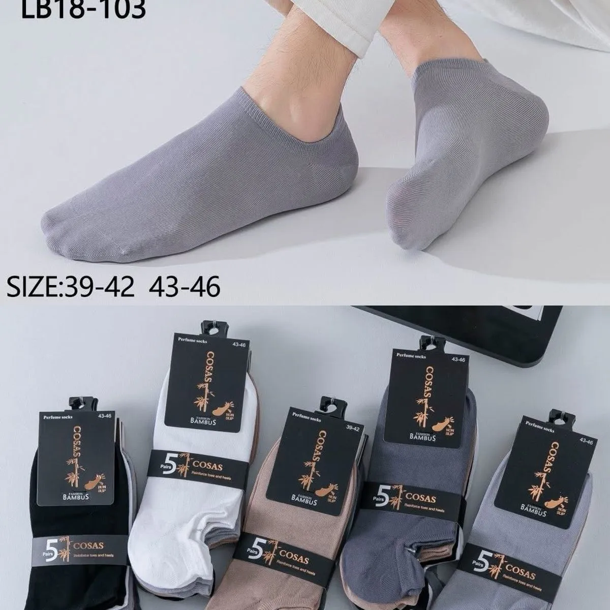 Skarpetki męskie Cosasas LB18-103 szary/beż/czarny