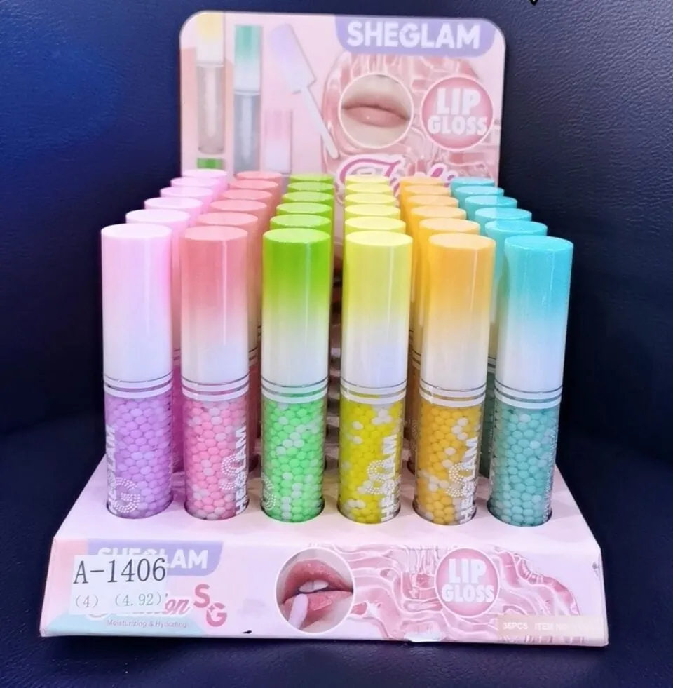 Błyszczyk Lip Gloss Sheglam z perełkami, zestaw 36 szt.