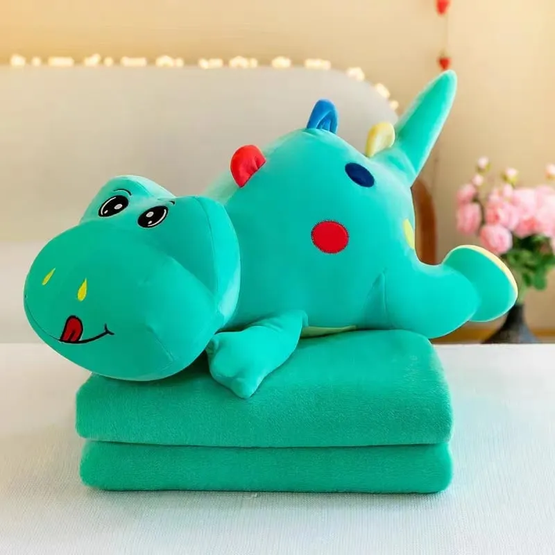 Maskotka na Kocyk Dinozaur Turkusowy, Zestaw 2w1