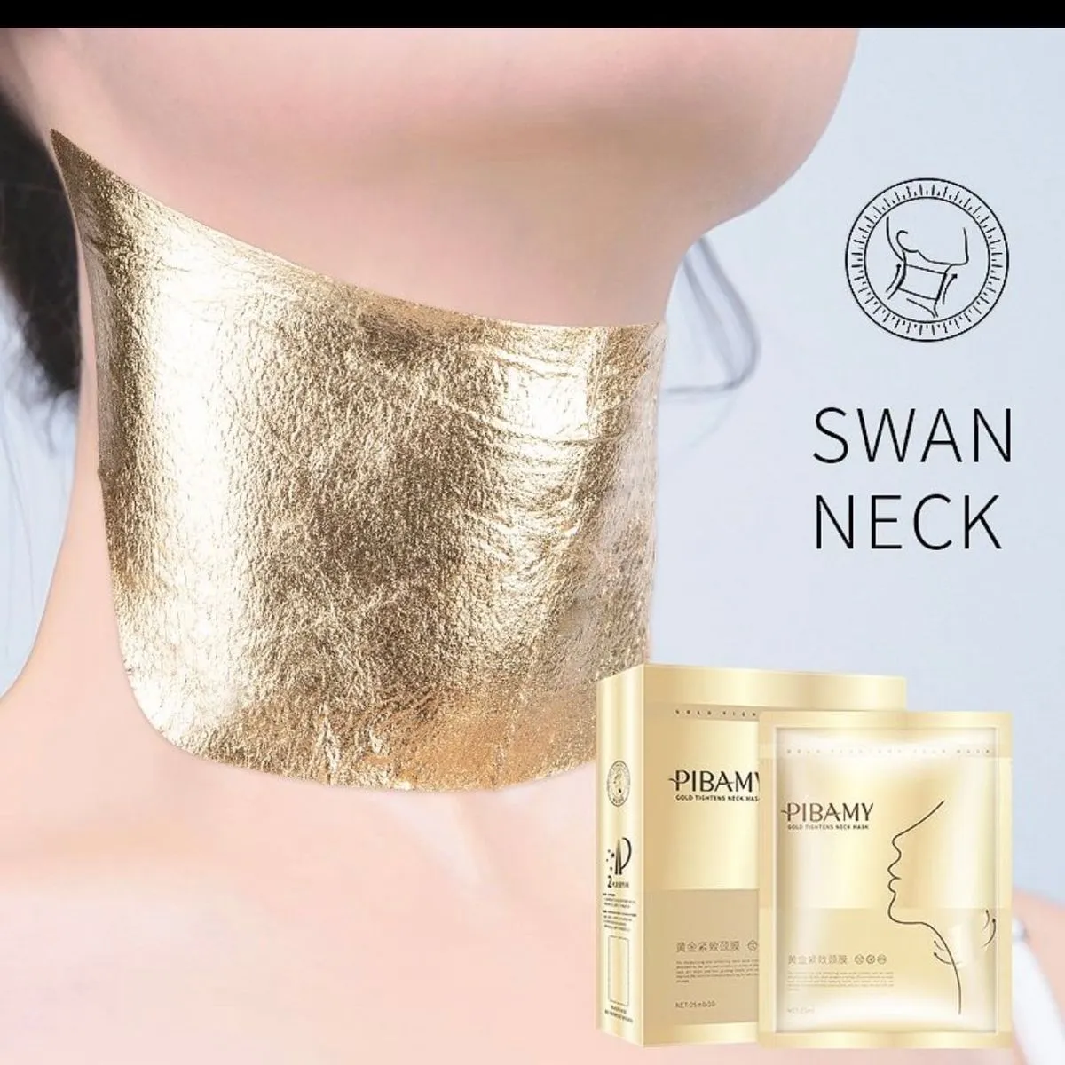Złota Maska na Szyję i Dekolt PIBAMY Swan Neck 12 szt.
