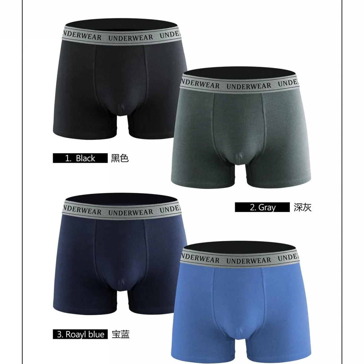 Bokserki męskie 4 szt. czarny/szary/granatowy/royal blue