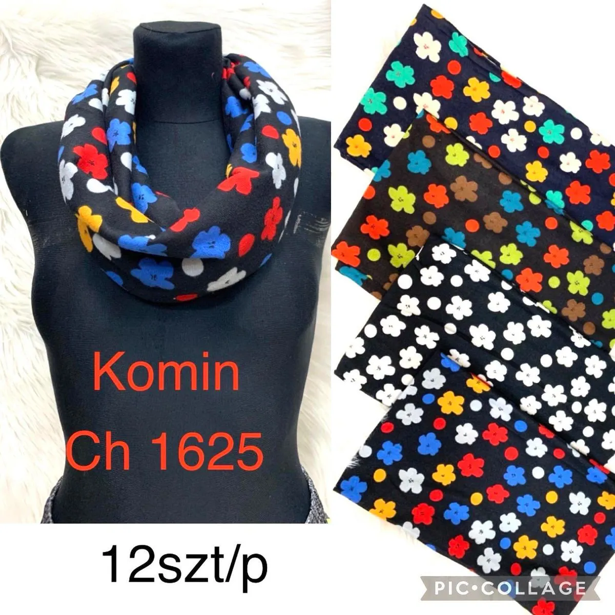 Komin damski Ch 1625 wzór kwiatowy multikolor