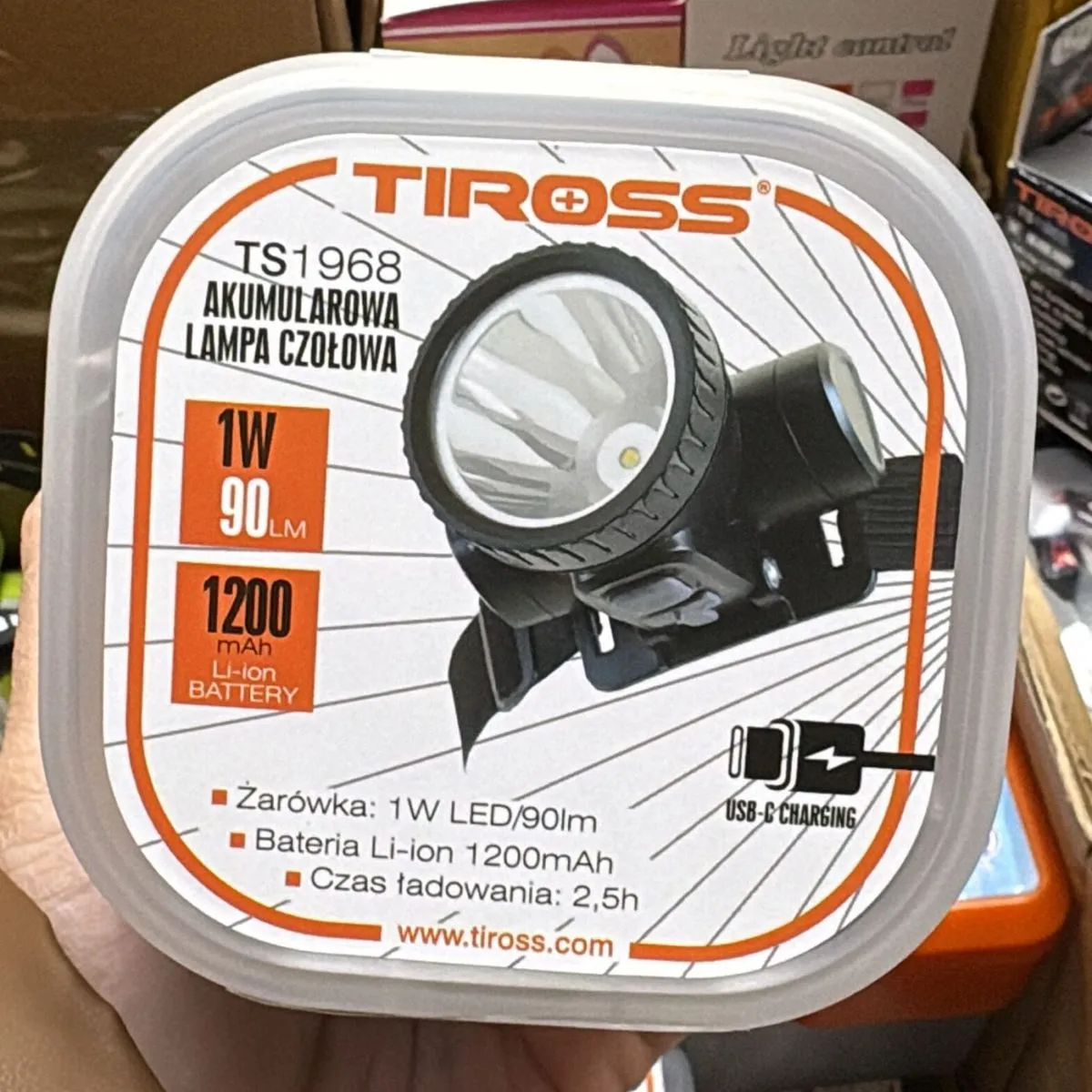 Lampa Czołowa Akumulatorowa TIROSS TS1968 1W 1200lm