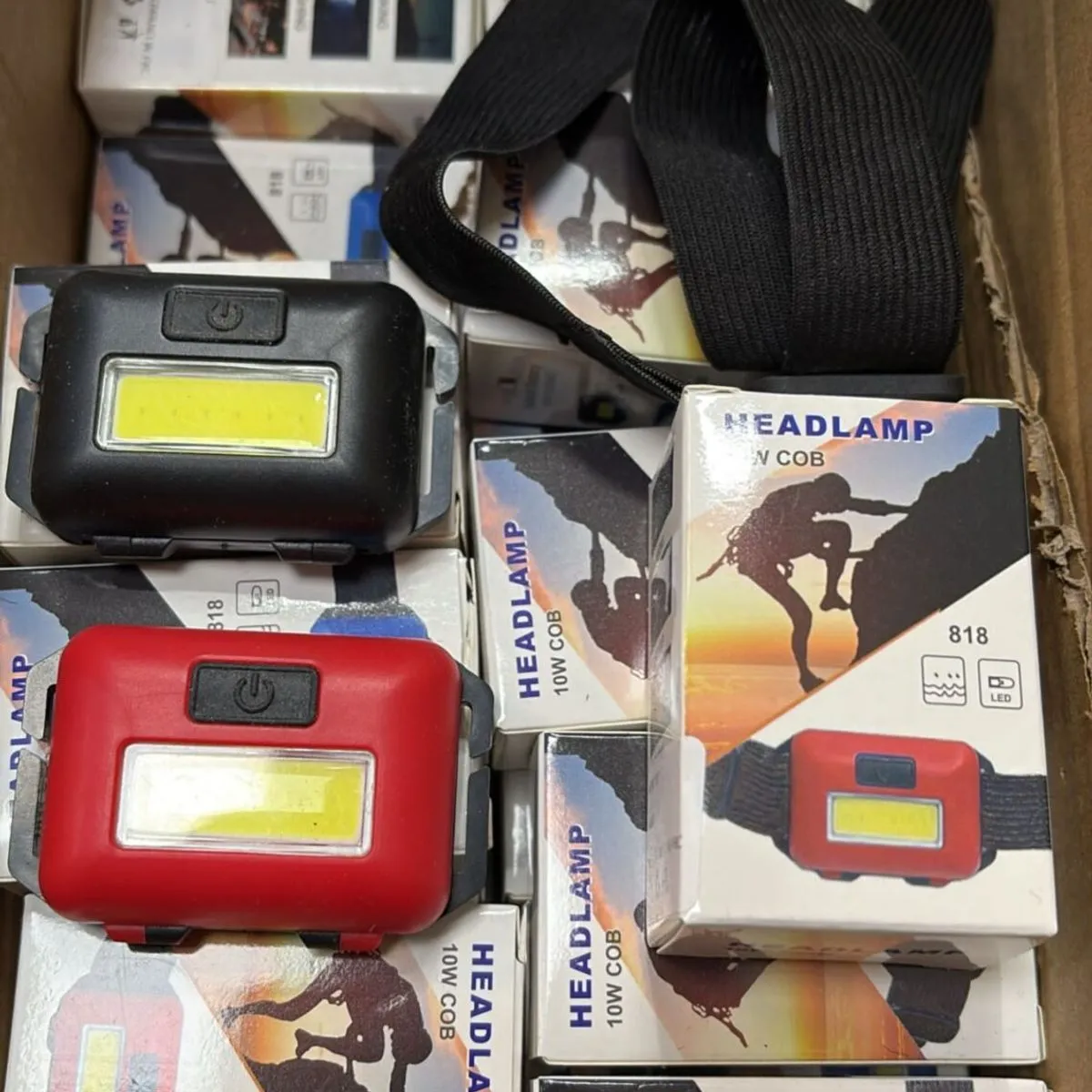 Lampa czołowa LED na baterie 3xR3, czarno-czerwona/czarna
