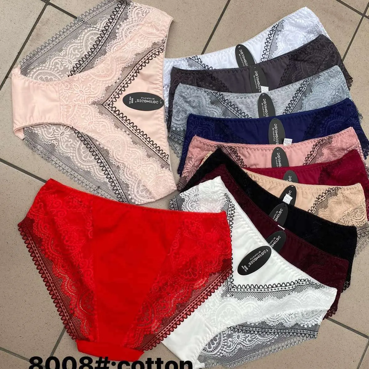 Majtki damskie bawełniane 3XL-5XL, koronka, mix kolorów