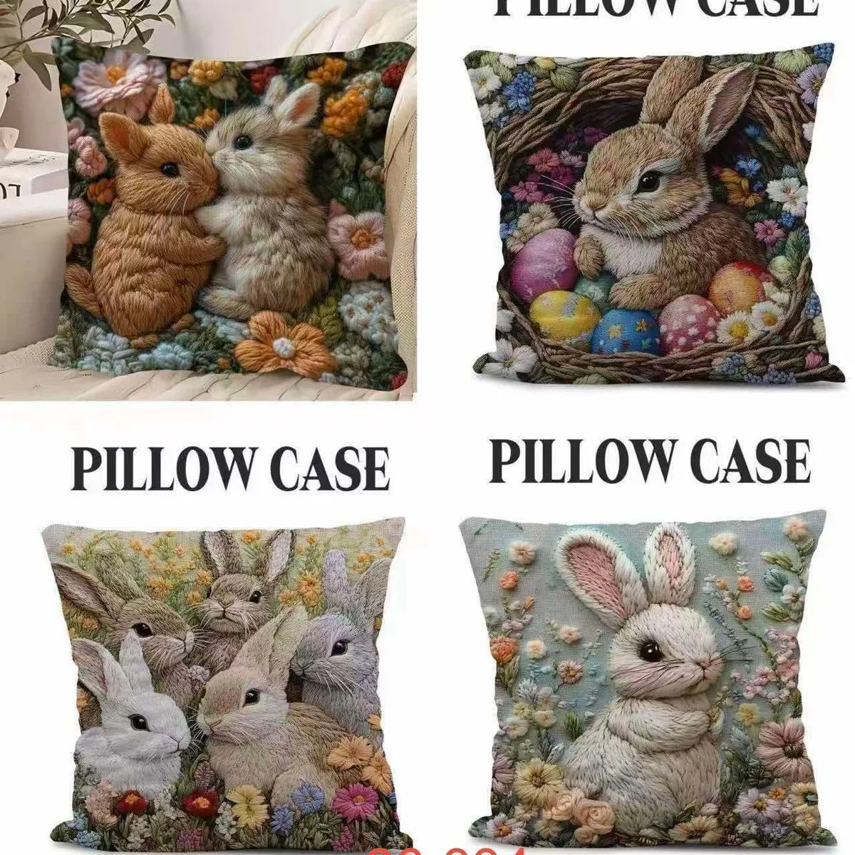 Poszewki na poduszkę 40x40 cm z motywem królików wielkanocnych